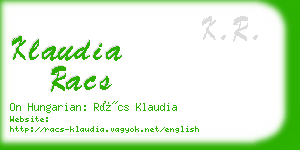 klaudia racs business card